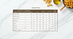 Punkt dymienia olejów – tabela wartości i jak wpływa na smażenie